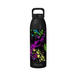 Personalized Neon Paint Splatter Colorful Water Water Bottle