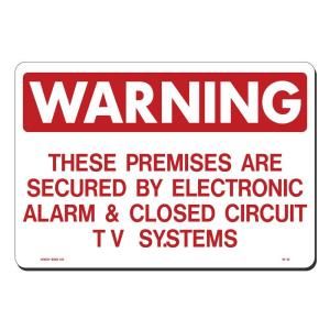 Lynch Sign 14 in. x 10 in. Red on White Plastic Premises Secured by Elec Alarm & Closed Circuit TV System Sign W  12