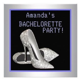 Glitter High Heels Purple Bachelorette Party Personalized Announcements