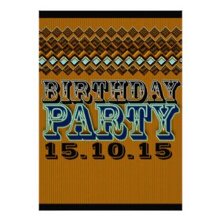Earthy Pinstripes Vaudeville Birthday Party Custom Invitations