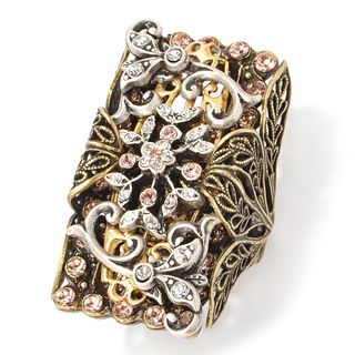 Sweet Romance Bronzetone Crystal Elongated Floral Ring Sweet Romance Fashion Rings