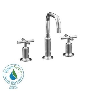 KOHLER Purist 8 in. Widespread 2 Handle Bathroom Faucet in Polished Chrome with Low Gooseneck Spout K 14406 3 CP