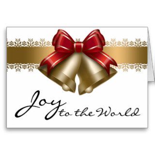 Golden Bells Joy to the World Christmas Card