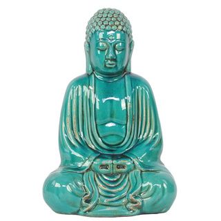 Turquoise Ceramic Sitting Buddha Statue Urban Trends Collection Statues & Sculptures
