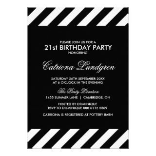 Black and White Stripes Birthday Party Invitation