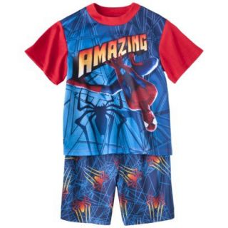 Spider Man Boys 2 Piece Short Sleeve Pajama Set   Blue XS