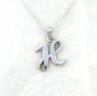 Sterling Silver Initial Charm Necklace, Letter H, 16" Jewelry
