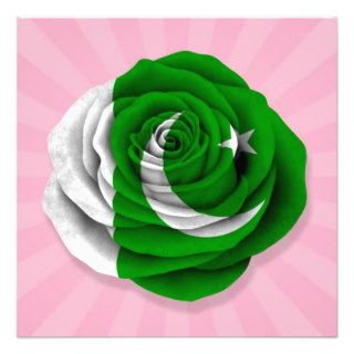 Pakistani Rose Flag on Pink Announcement