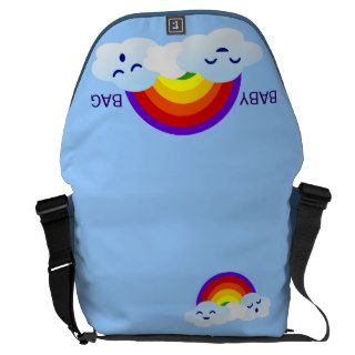 Cute Happy Face Clouds and Rainbow Baby Diaper Courier Bags