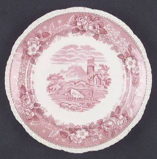 Adams China English Scenic Pink (Older Cream) Salad Plate, Fine China Dinnerware