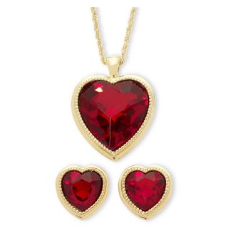 MONET JEWELRY Monet Red Crystal Heart Pendant & Earrings Boxed Set