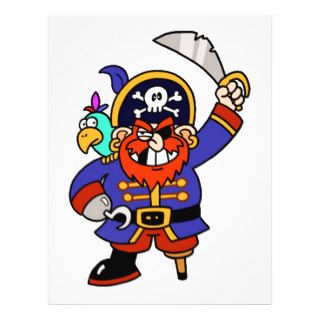 Cartoon Pirate With Peg Leg And Sword Flyers