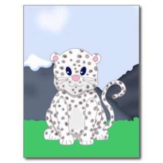 Cute little Cartoon Snow Leopard Cub Postcard