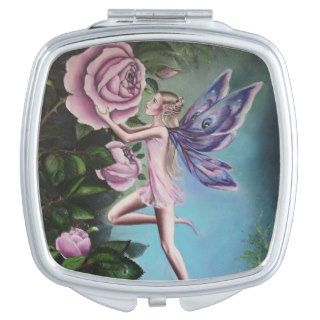 Fairy/fantasy/pink rose square compact mirror