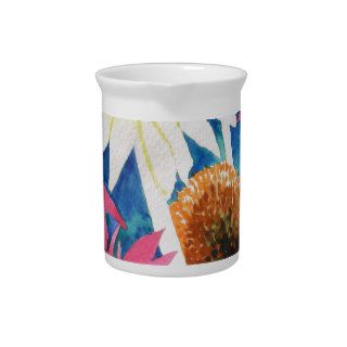 Pink Cone Flower Watercolor Painting Pitchers