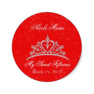 Red Princess Tiara Party Favor Sticker