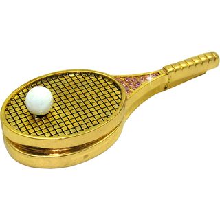 Objet d'art 'Tennis Anyone' Racquet and Ball Trinket Box Keepsake Boxes