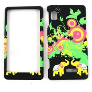 MOTOROLA DROID2 A955 ELEPHANTS CIRCLES ON BLACK MATTE TEXTURE CASE ACCESSORY SNAP ON PROTECTOR Cell Phones & Accessories
