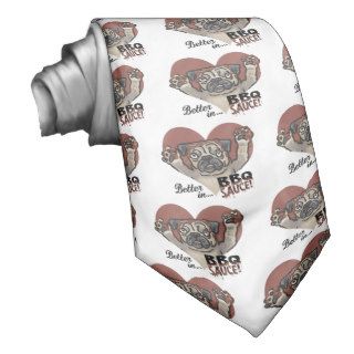 Funny Pug BBQ Neck Tie
