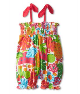 le top Aloha Smocked Sunsuit with Shoulder Ties Girls Jumpsuit & Rompers One Piece (Pink)