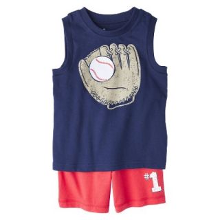 Circo Infant Toddler Boys Baseball Muscle Tee & Jersey Short Set   Navy/Red 3T