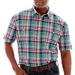 THE FOUNDRY SUPPLY CO. Short Sleeve Plaid Shirt Big and Tall, Green/Blue, Mens