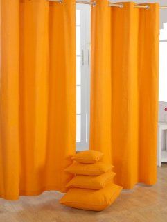 Homescapes farbenfrohes Vorhang Paar Ösenvorhang Dekoschal "Plain Colour" im 2er Set, 137 x 228 cm, 100% reine Baumwolle, uni orange Küche & Haushalt