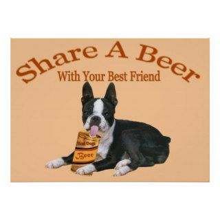 Boston Terrier Shares A Beer Print