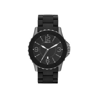 RELIC Mens Black Silicone Wrapped Stainless Steel Watch