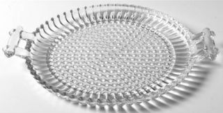 Jeannette National Clear 8 Inch Round Handled Tray   Clear,Pressed,Ribbed & Dot
