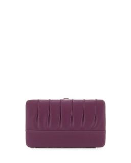 Pleated Leather Frame Wallet, Purple