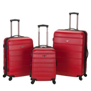 Rockland Luggage Melbourne 3 Piece Expandable ABS Spinner Luggage Set   Red
