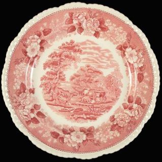 Adams China English Scenic Pink (Older Cream) Dinner Plate, Fine China Dinnerwar