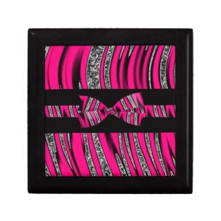 Hot Pink & Black Zebra Glitter Stripes Jewelry Box