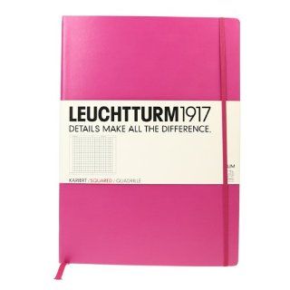 LEUCHTTURM1917 340937 Notizbuch Master Slim (A4+), 121 Seiten, kariert pink Bürobedarf & Schreibwaren