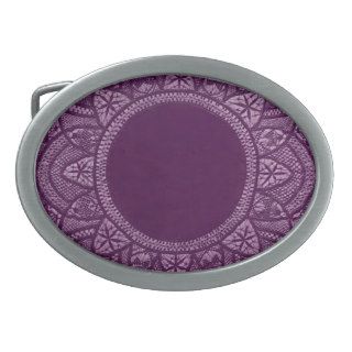 DIY Purple Ornate Vintage Lace Pattern Gift Item Oval Belt Buckles