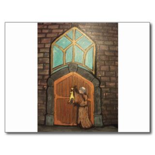 Martin Luther nails rubber chicken to church door Postcard