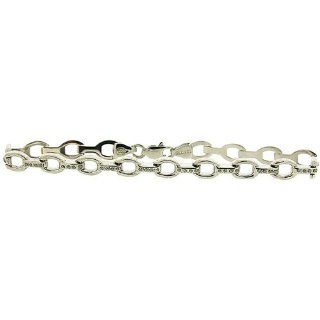 TOC Sterling Silver Genuine Diamond Platinum Plated Round Link Bracelet Jewelry
