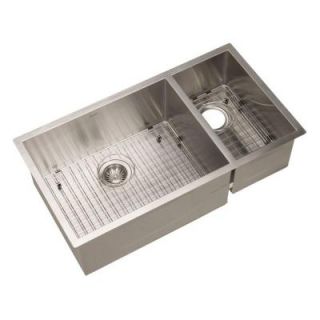 HOUZER Contempo Series Undermount 33x18x10 0 Hole Double Bowl Kitchen Sink with Small Right Bowl CTO 3370SR