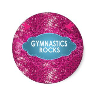 Cute Gymnastic Rocks Pink SPARKLE Stickers