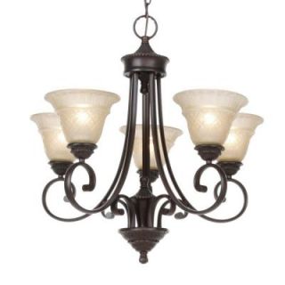 Illumine 5 Light Oil Rubbed Bronze Chandelier with Embossed Vanilla Glass Shade HD MA49579379
