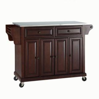 Crosley 52 in. Stainless Steel Top Kitchen Island Cart in Mahogany KF30002EMA