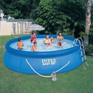Intex 12 54916GS Easy Set Pool, 457 x 122 cm, TÜV/GS, Kartuschenfilter 3.407 l/h, Leiter, Abdeckplane, Bodenschutzplane Garten