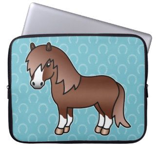 Chestnut Cartoon Shetland Pony Laptop Sleeves