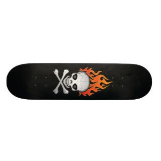 Flaming Skull and Crossbones Skateboard