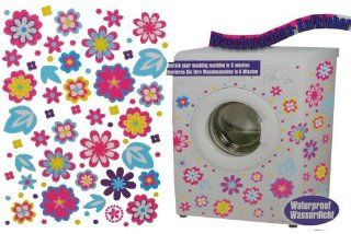Aufkleber z.B. für Maschmaschine wasserfest   bunte Blumen 136 Stück   Sticker Tattoo Waschmaschinen Spielzeug