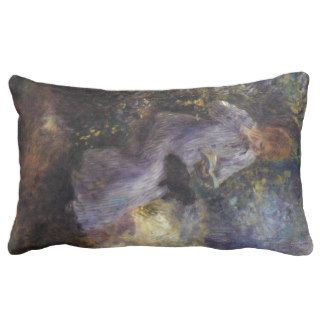 Woman with a black dog by Pierre Renoir Pillow
