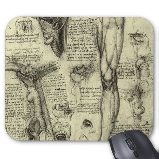 Vintage Human Anatomy Larynx Leg Leonardo da Vinci Mouse Pad