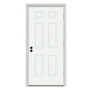 JELD WEN 6 Panel Painted Steel Entry Door with Primed Brickmold THDJW166100130