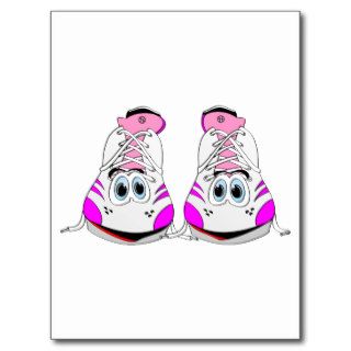 Pink Sports Shoes Cartoon Postcards